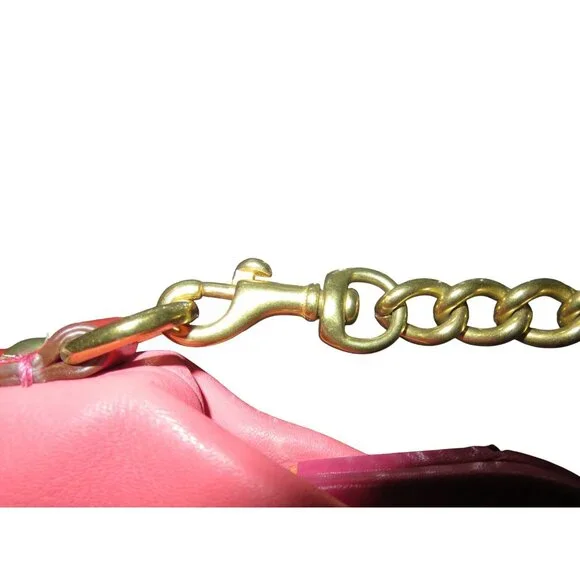 Coach 2008 Bonnie Brass Kisslock Purse Pink Full Grain Leather & Chain strap cro - Picture 8 of 11